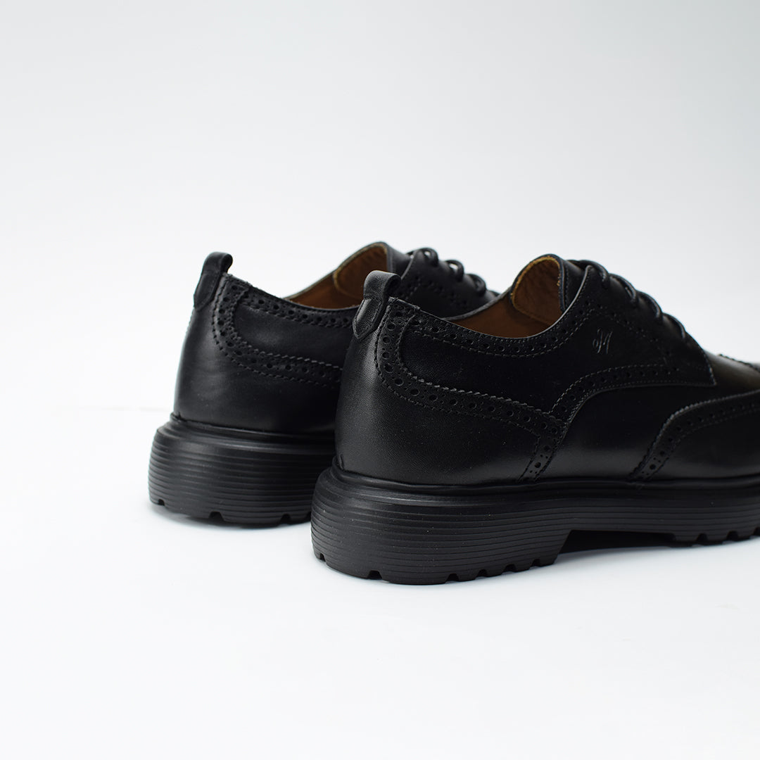 Chaussures Derby pour hommes Médical 100% cuir NOIR REF 1001