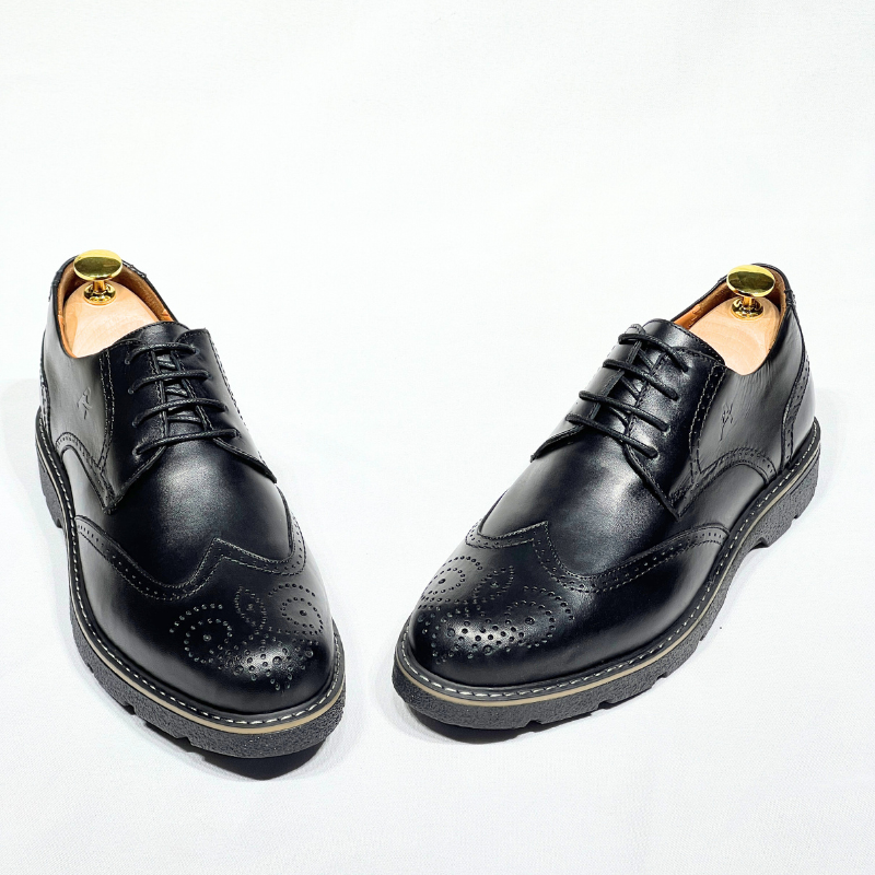 ALONZO – Chaussure Derby en cuir 100% NOIR REF AZ505