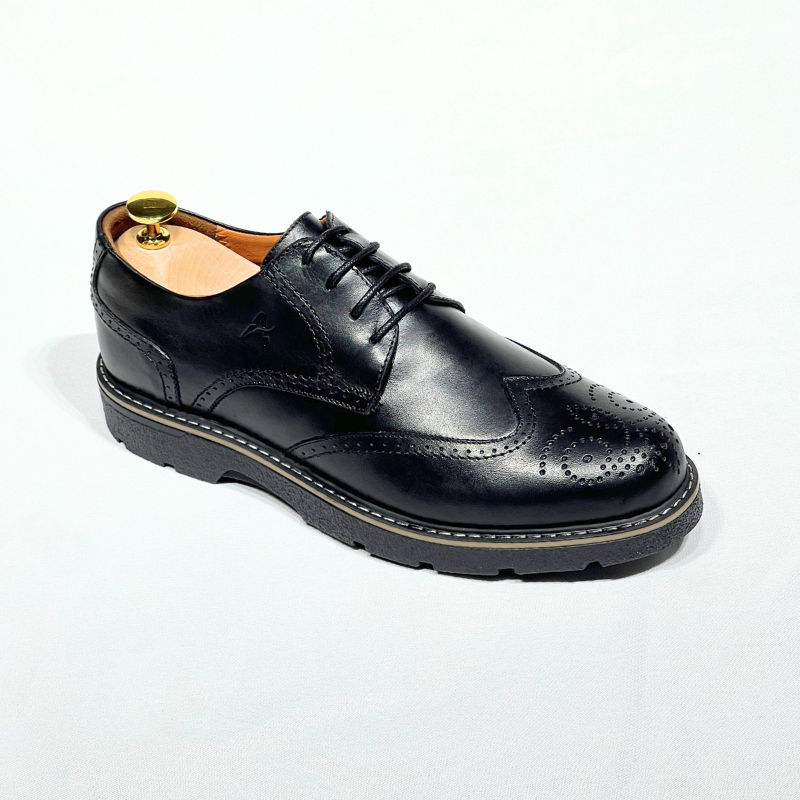ALONZO – Chaussure Derby en cuir 100% NOIR REF AZ505