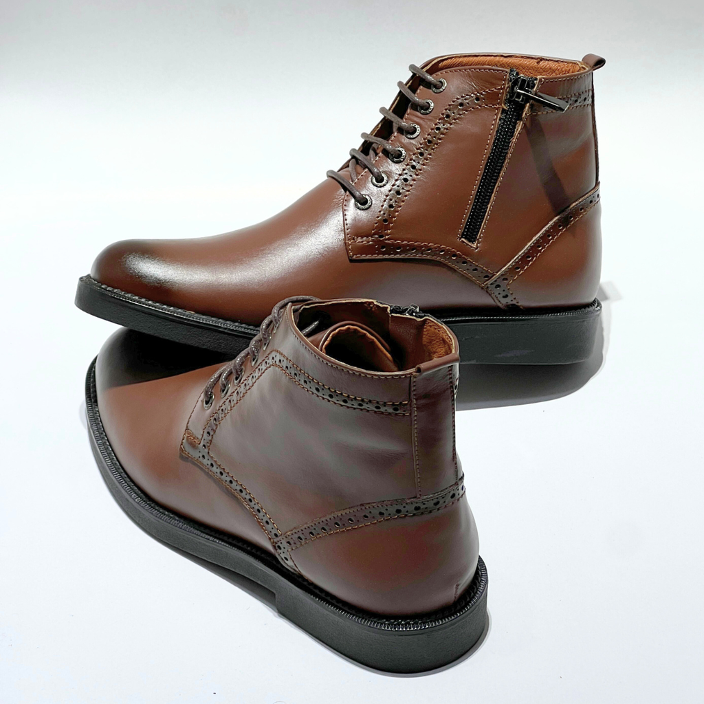 DRESS BOOT HOMME 100% CUIR MARRON REF AZ801