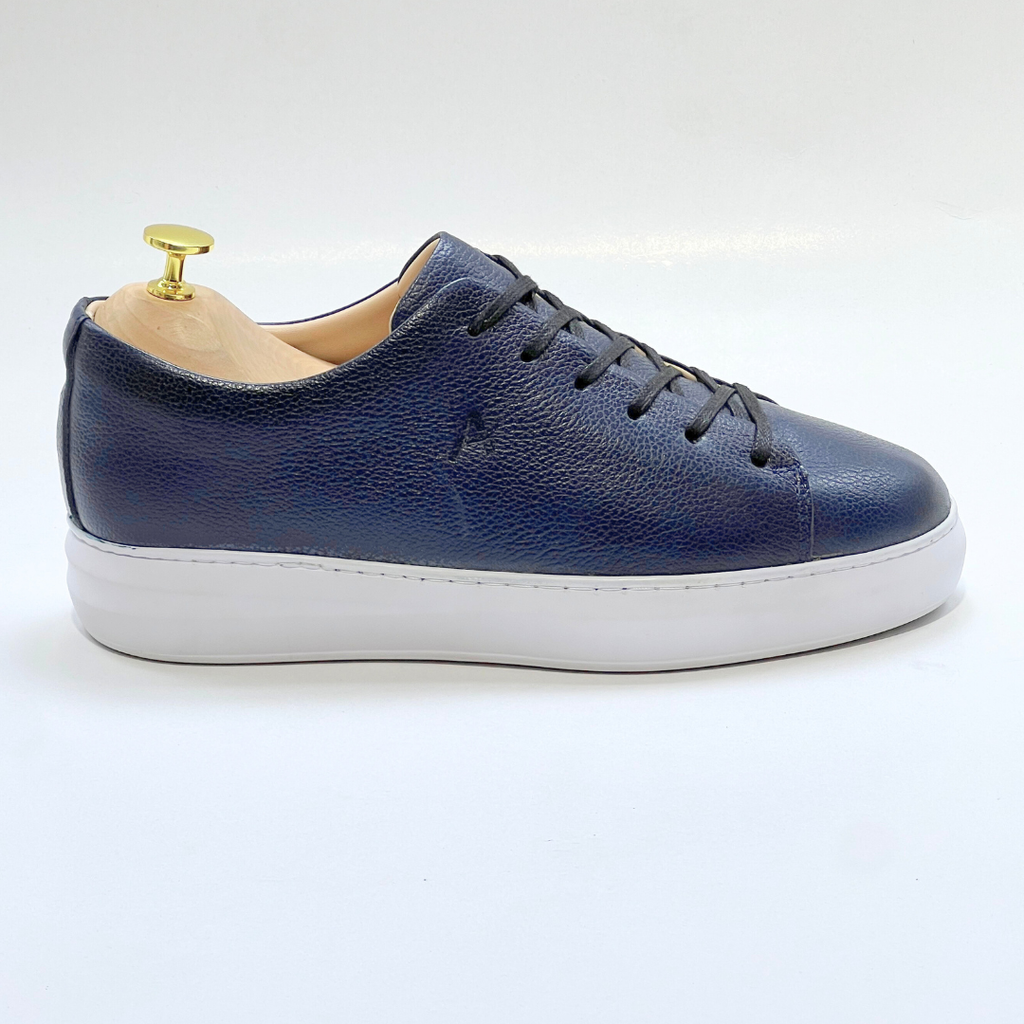 Baskets pour Homme 100% CUIR - ALONZO BLEU-B EVA REF AZ060