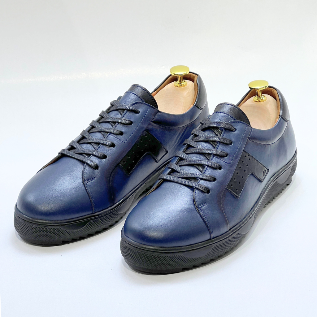 Baskets pour Homme 100% CUIR - BLEU REF AZ079