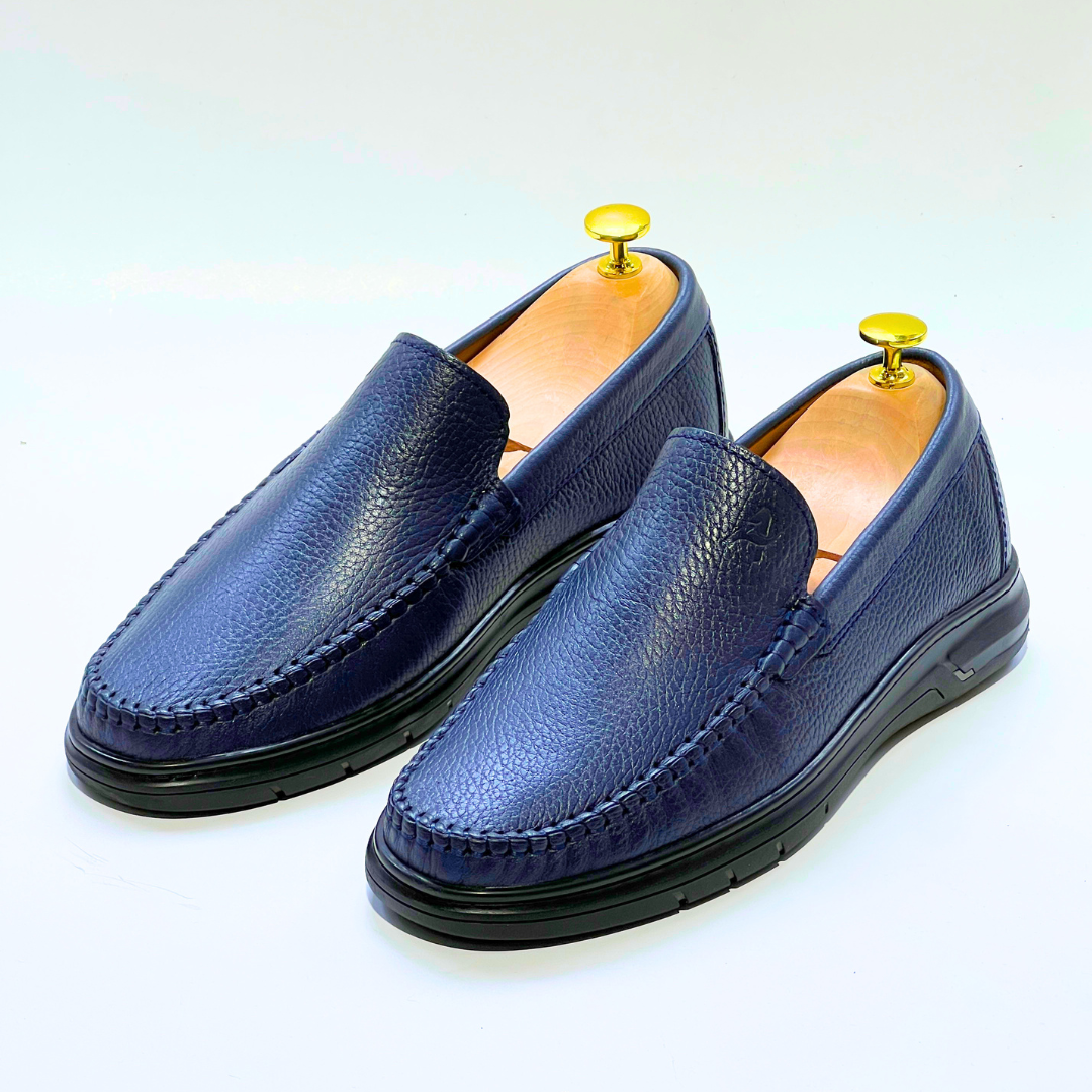 D'Urbano MOCASSIN EN CUIR Grainé 100% Médical - BLUE - REF 103