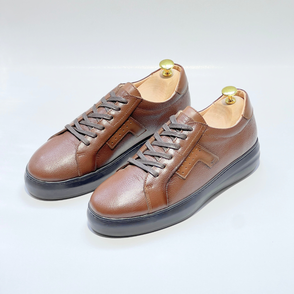 Baskets pour Homme 100% CUIR - ALONZO MARRON N REF AZ079