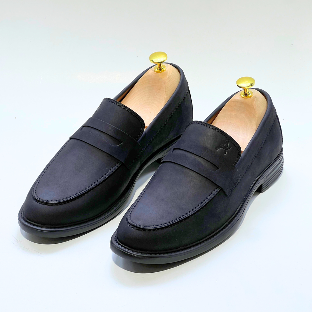 Mocassins Médicales Confortables Respirante 100% CUIR NUBUCK -NOIR- REF 332