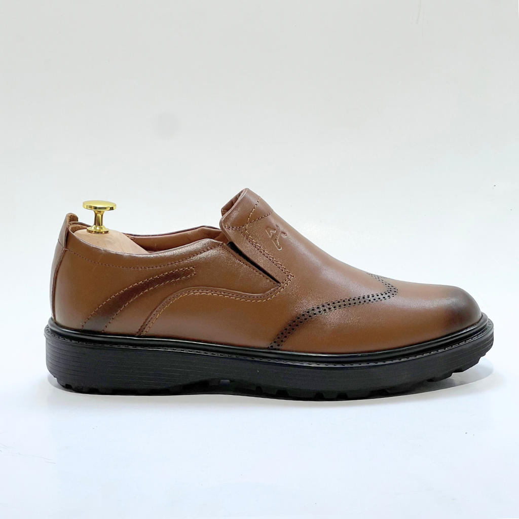 Tregan Chaussure Élégante Homme Médical 100% Cuir En TABAC Ref 101