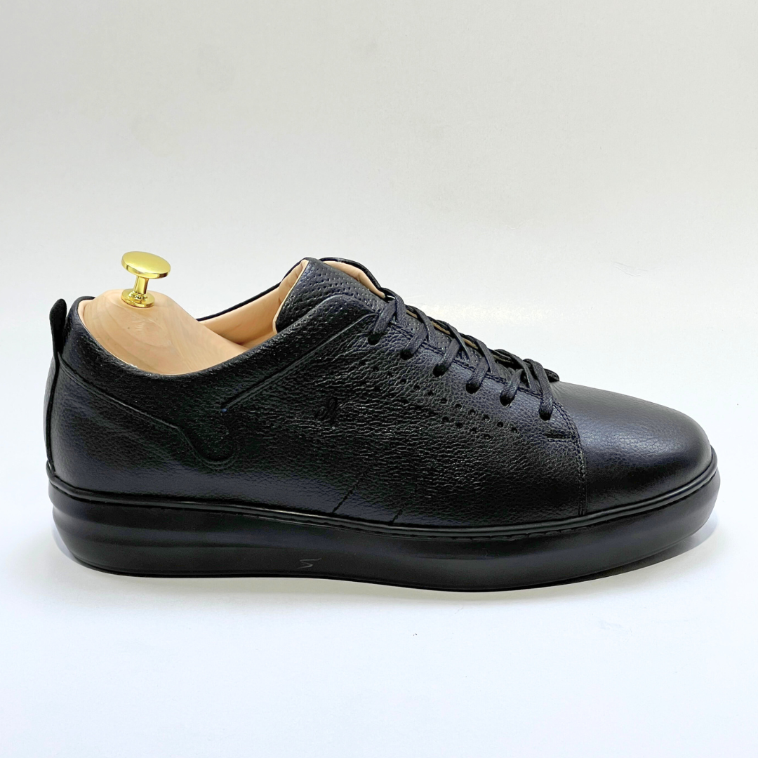 Baskets pour Homme 100% CUIR - ALONZO NOIR N EVA REF AZ059