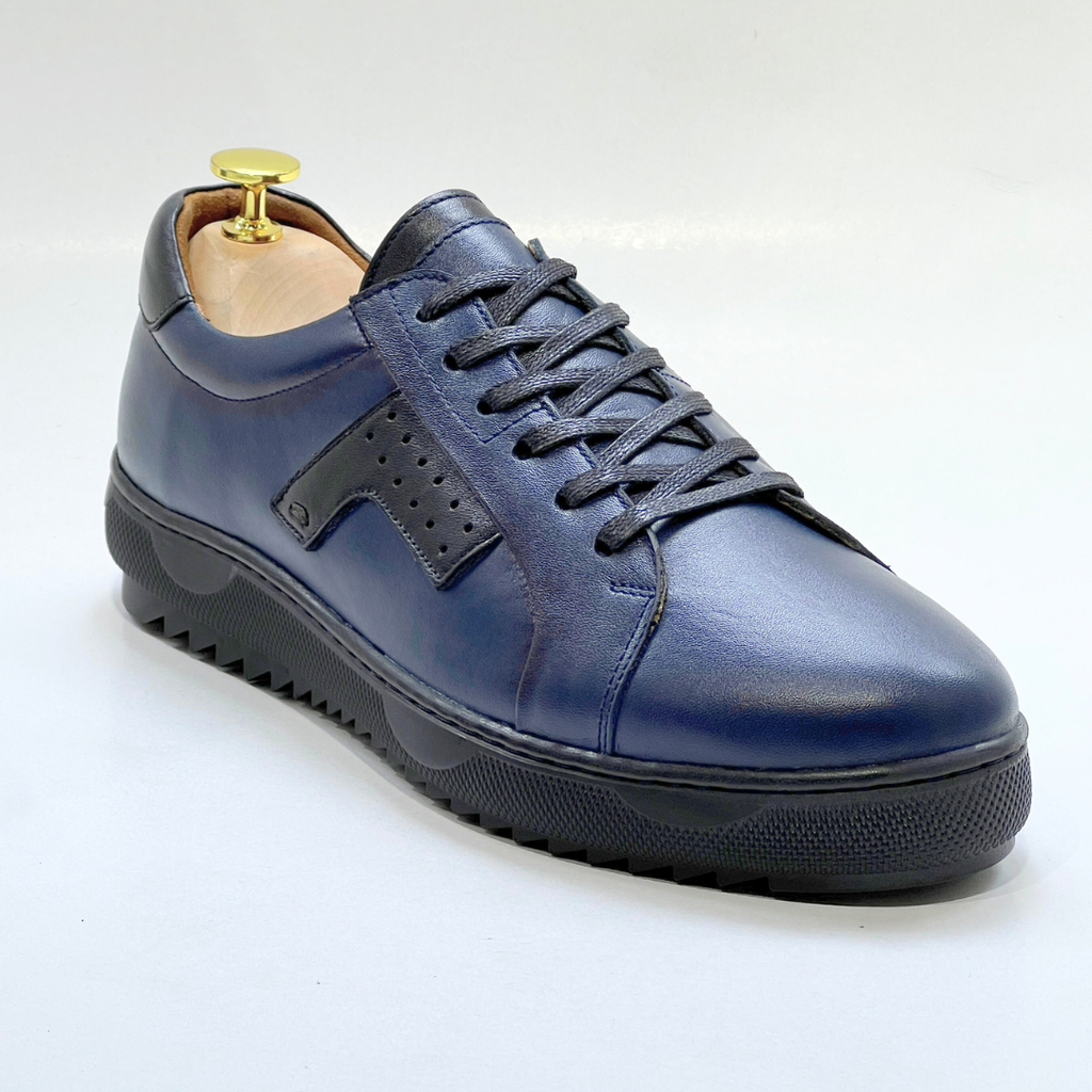 Baskets pour Homme 100% CUIR - BLEU REF AZ079