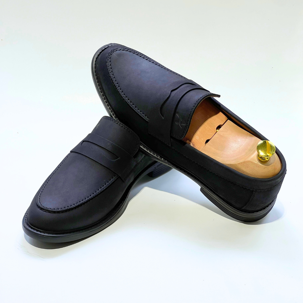 Mocassins Médicales Confortables Respirante 100% CUIR NUBUCK -NOIR- REF 332