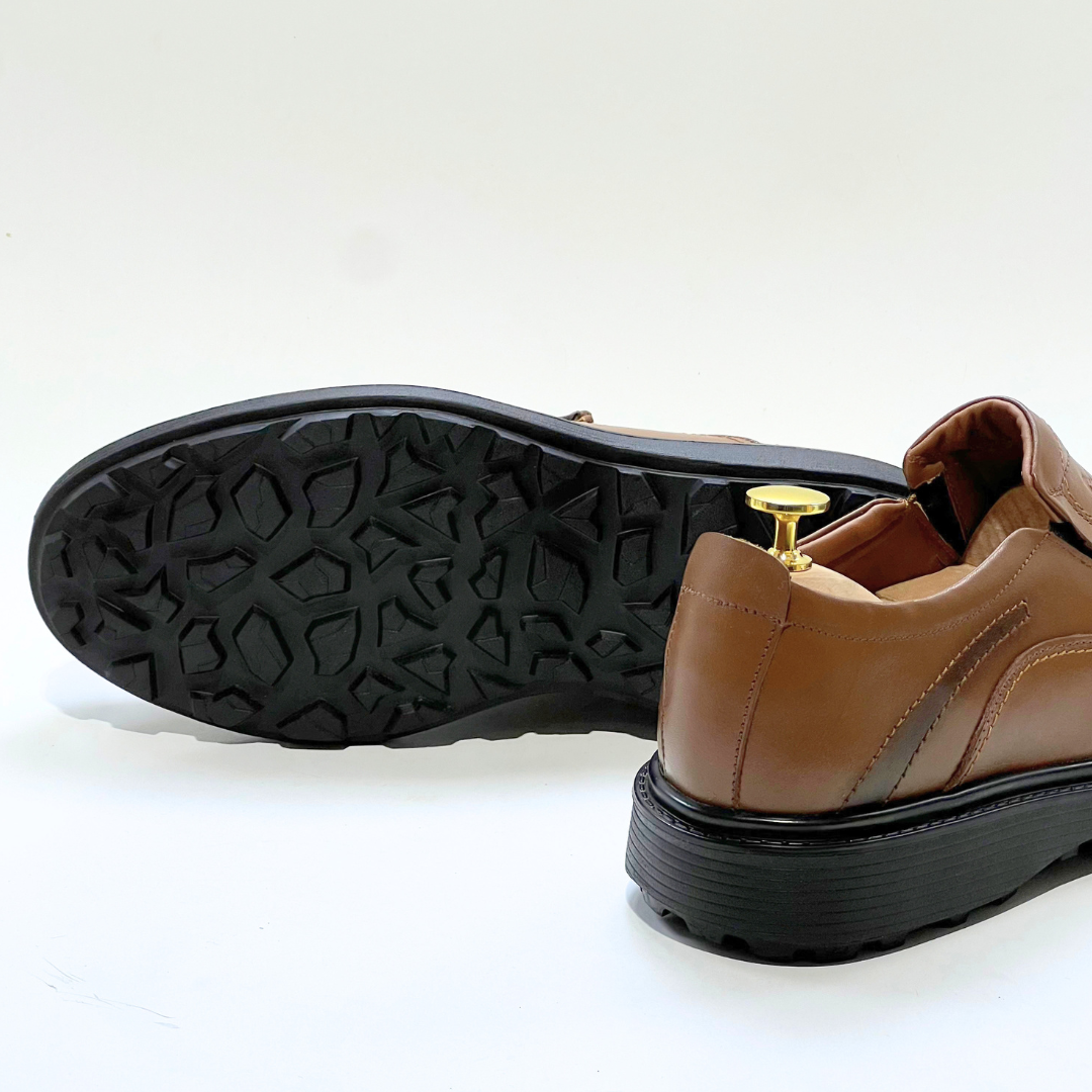 Tregan Chaussure Élégante Homme Médical 100% Cuir En TABAC Ref 101