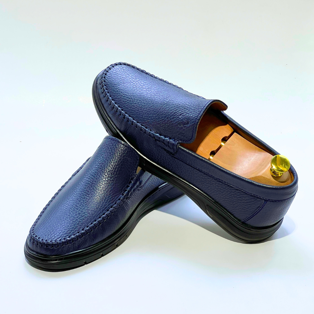 D'Urbano MOCASSIN EN CUIR Grainé 100% Médical - BLUE - REF 103