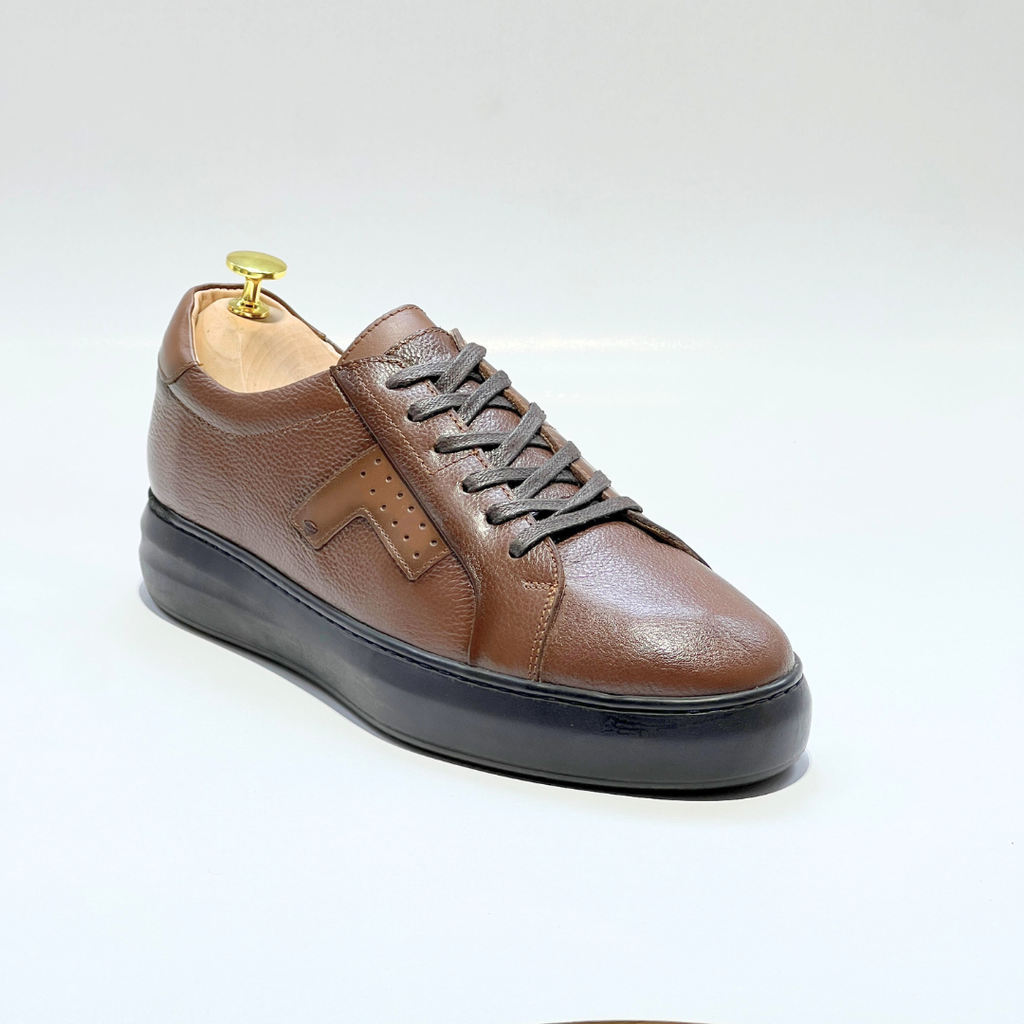 Baskets pour Homme 100% CUIR - ALONZO MARRON N REF AZ079