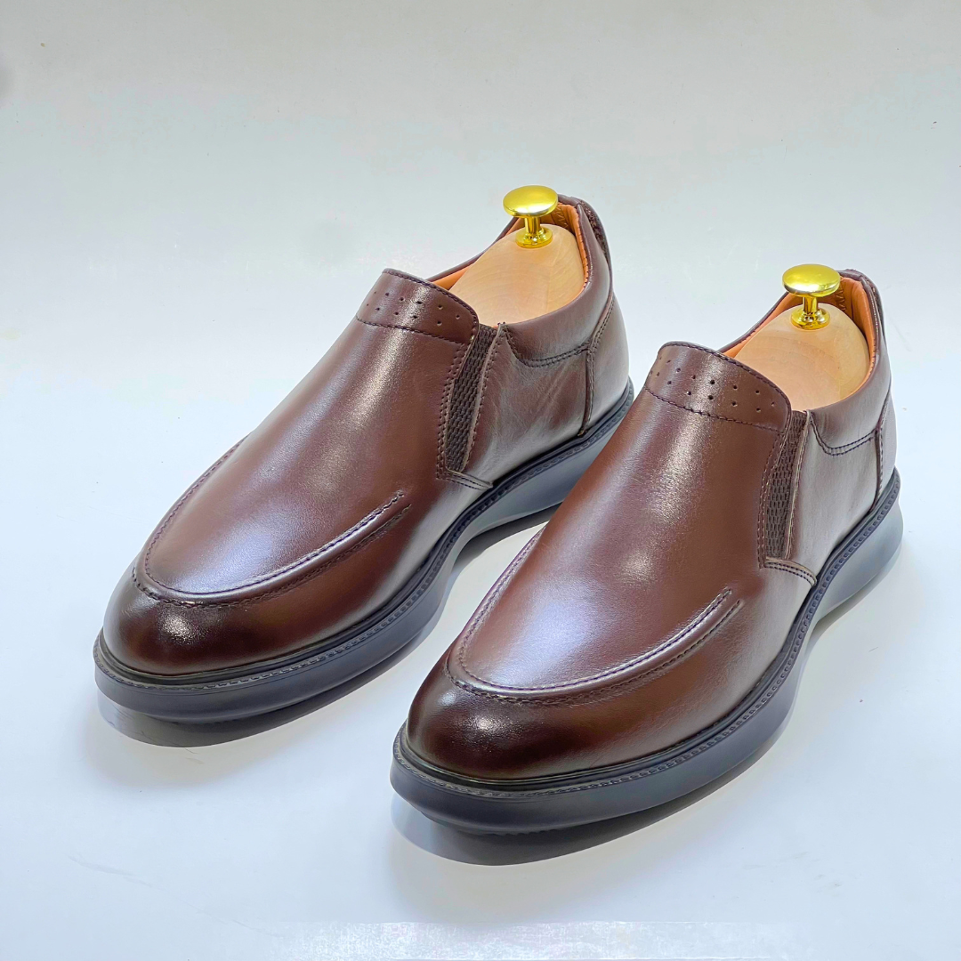 Chaussures Médicale Pour Homme 100% Cuir marron EXTRA Confortable REF 016