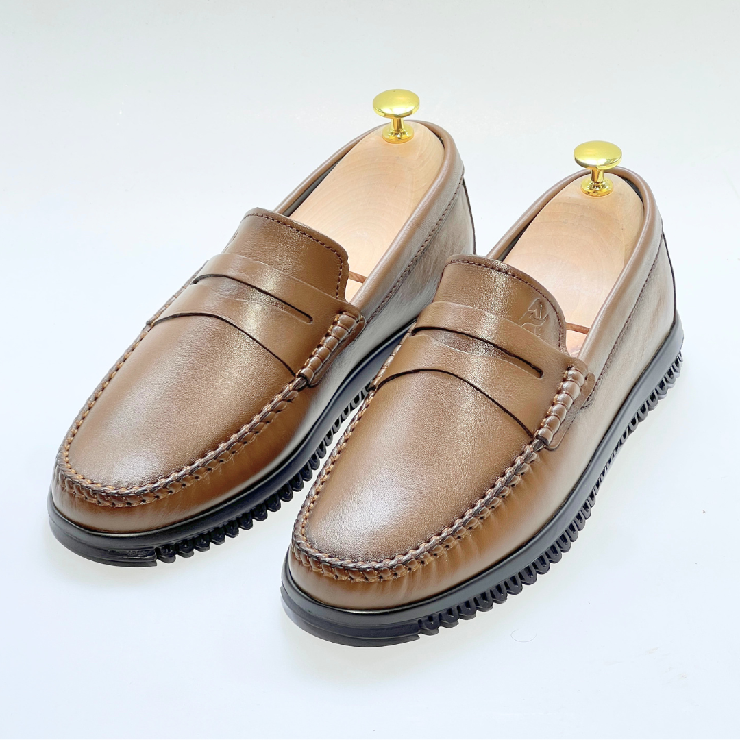 Evex Mocassin Homme Médical En Cuir TABAC REF 106
