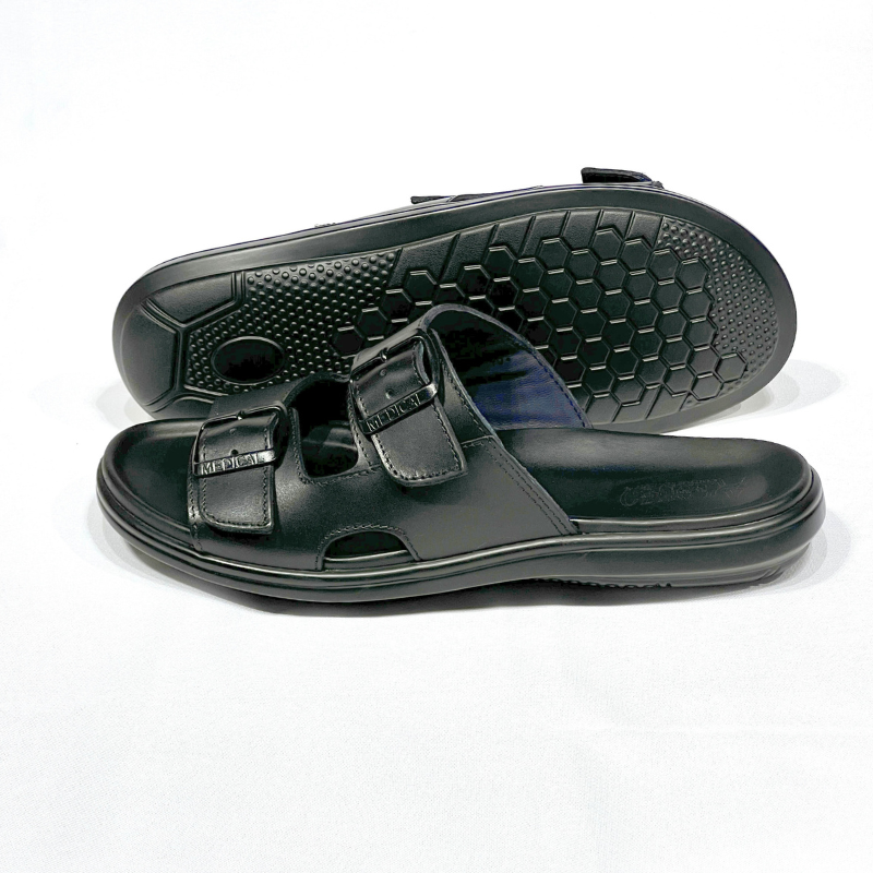 Silver Street London San Antonio, Sandale Homme, En Cuie 100% NOIR REF 211