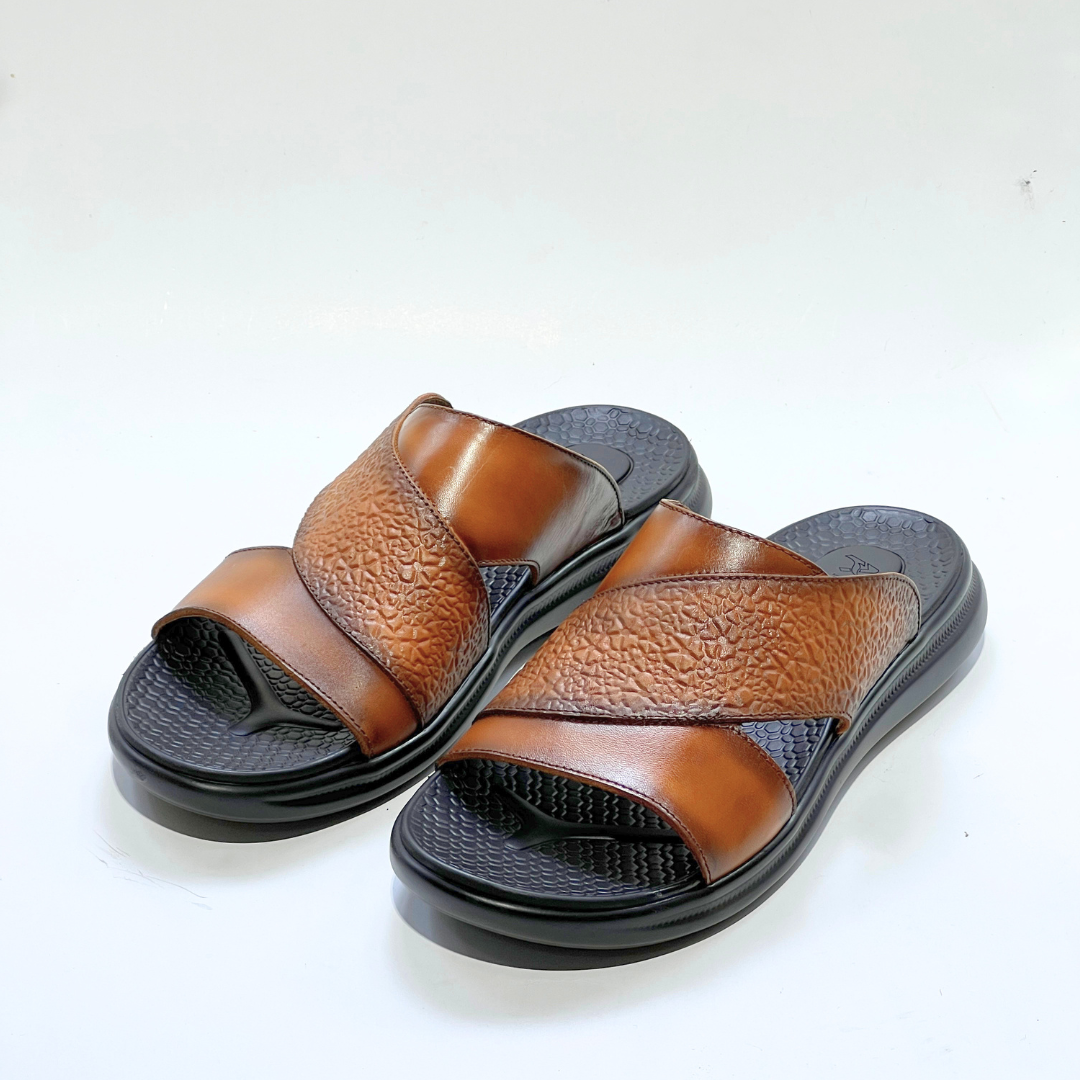 Sandales Hommes 100% Cuir Super Médical TABAC REF 214