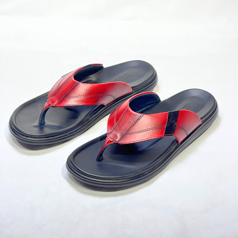 SANDAL HOMMES MEDICAL EVA 100% CUIR EN ROUGE REF 2117