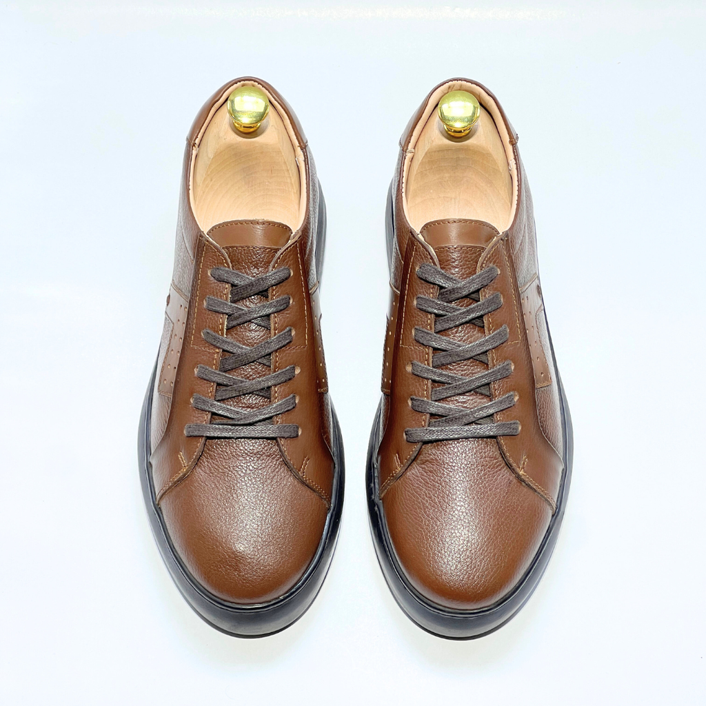 Baskets pour Homme 100% CUIR - ALONZO MARRON N REF AZ079