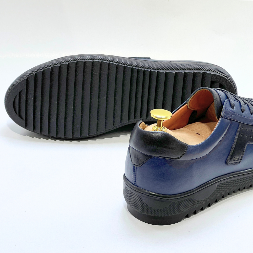 Baskets pour Homme 100% CUIR - BLEU REF AZ079