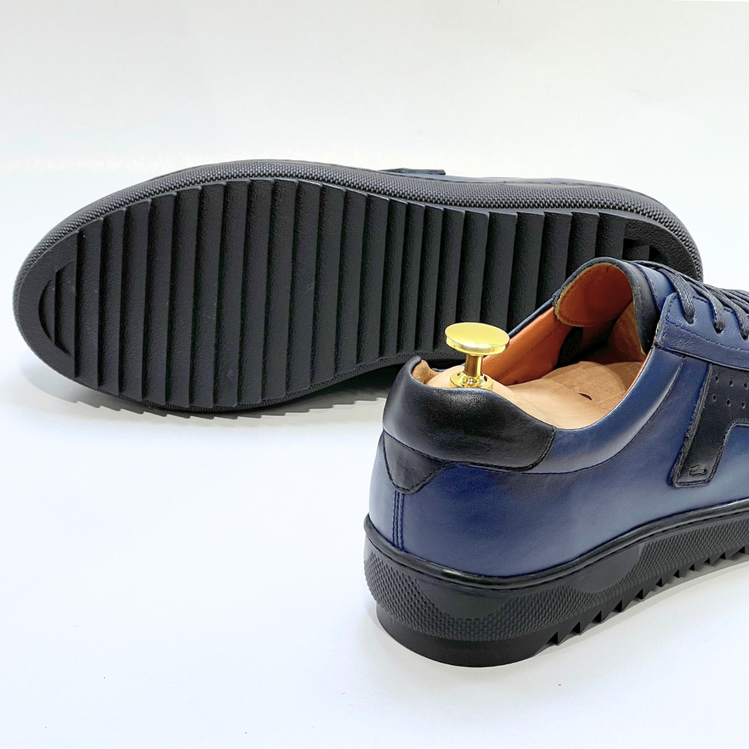 Baskets pour Homme 100% CUIR - BLEU REF AZ079