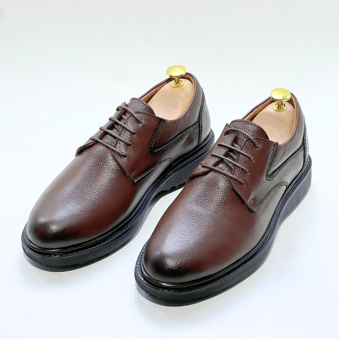 CHAUSSURE HOMME MEDICALE CONFORT CUIR 100% EN MARRON REF 010
