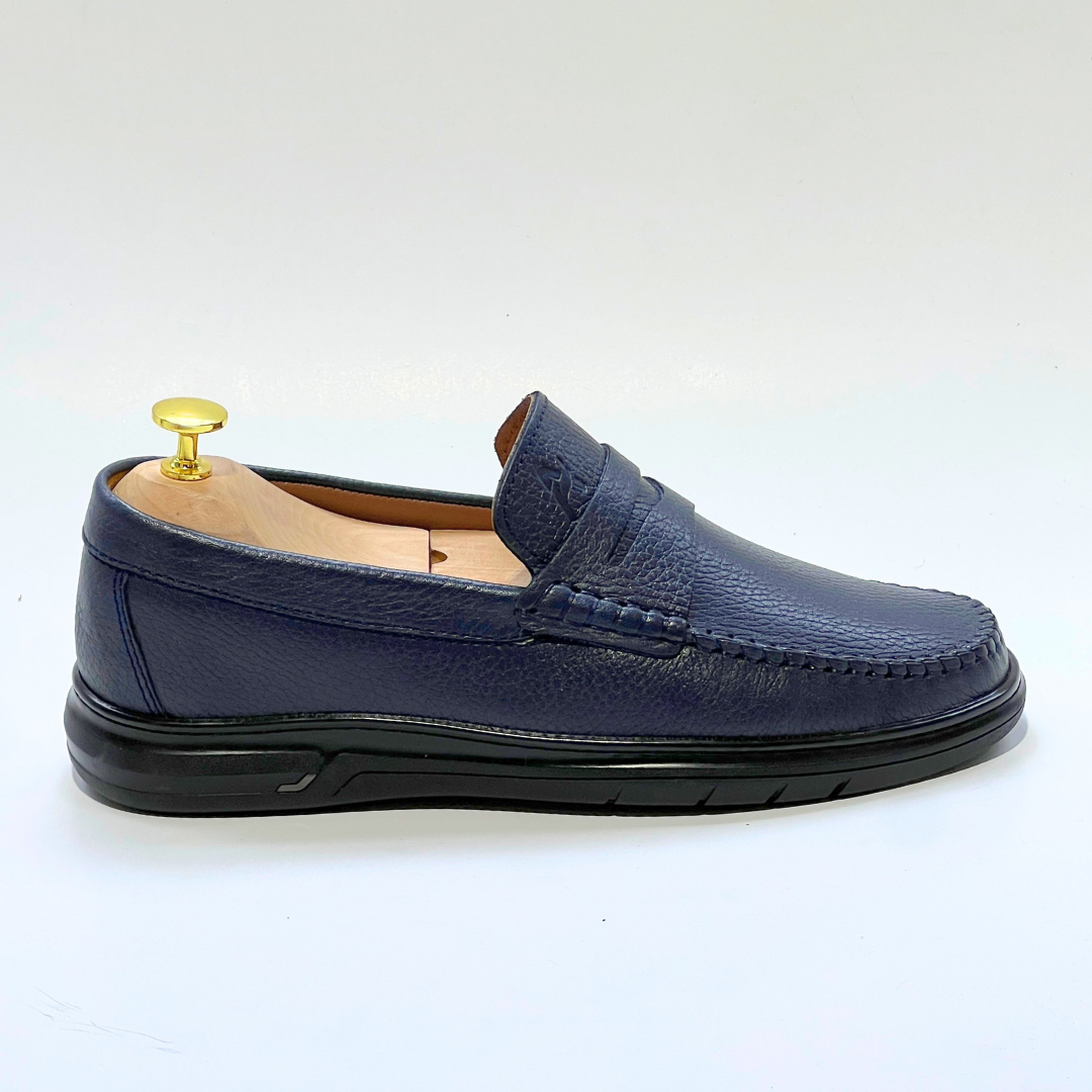 COLLEGE – Mocassins hommes 100% CUIR en BLEU REF 104