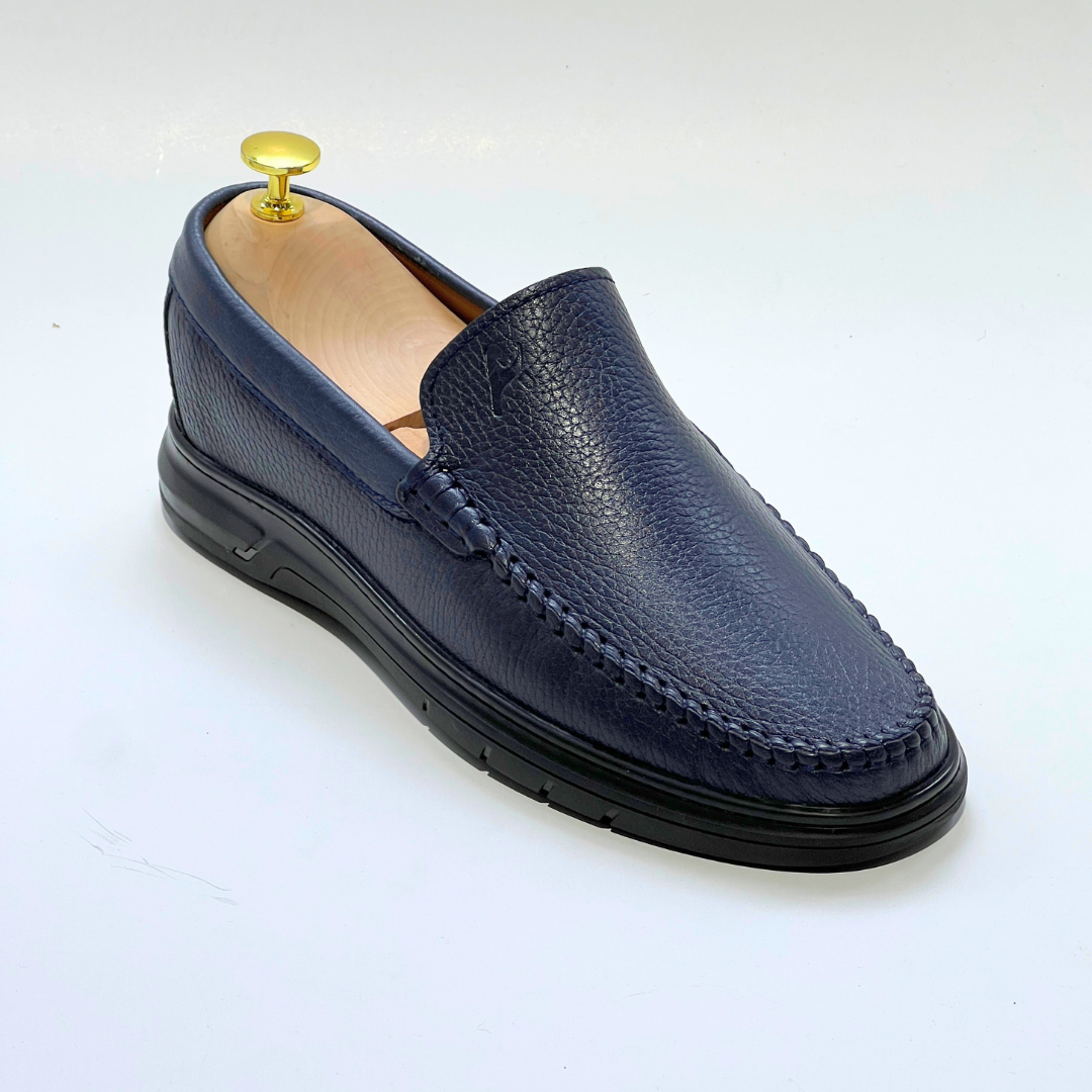 D'Urbano MOCASSIN EN CUIR Grainé 100% Médical - BLUE - REF 103