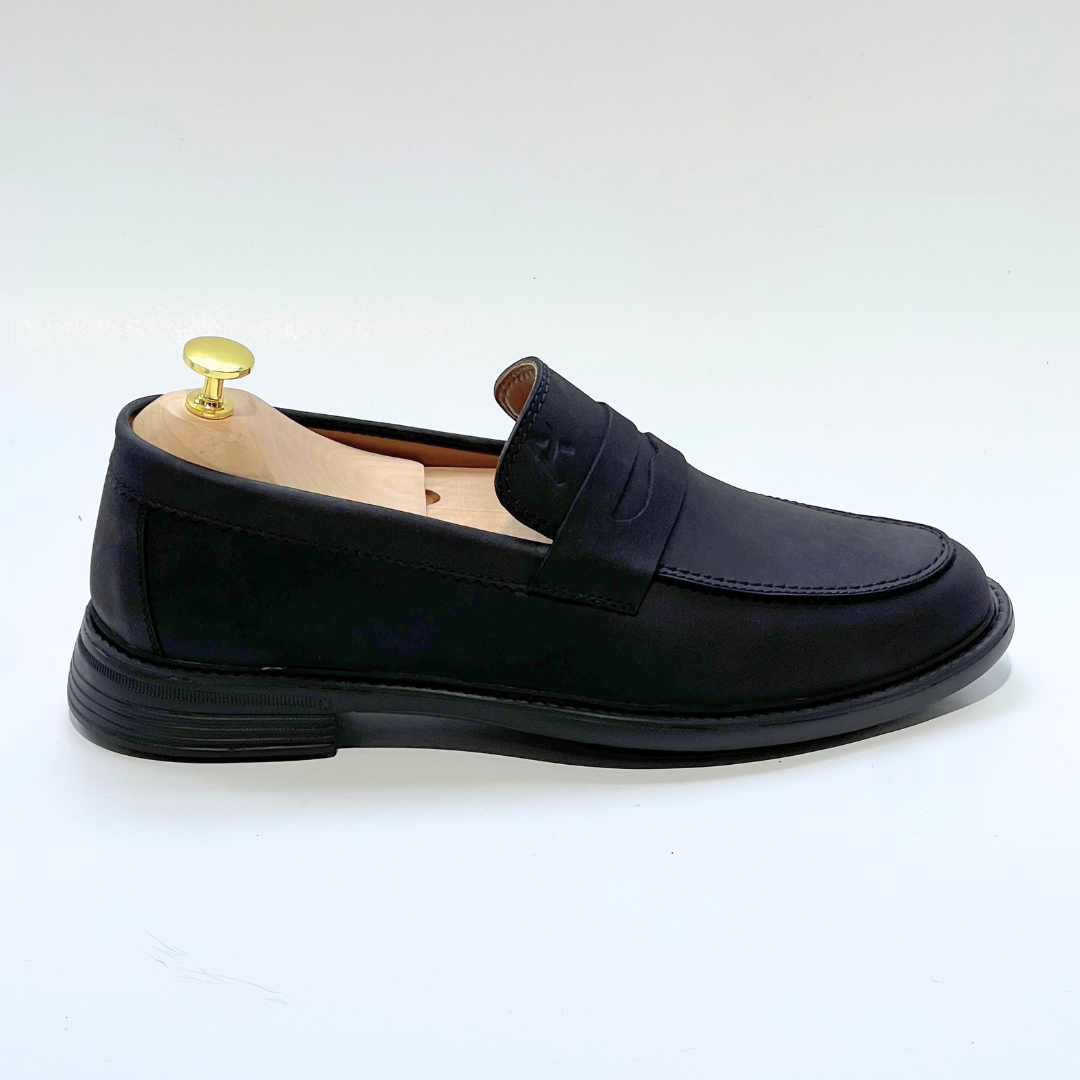Mocassins Médicales Confortables Respirante 100% CUIR NUBUCK -NOIR- REF 332