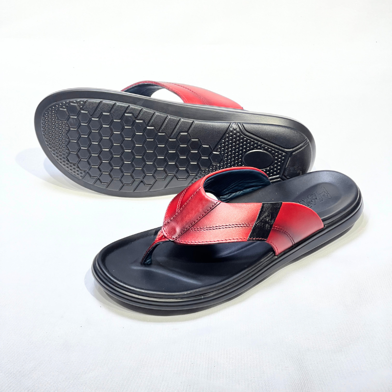 SANDAL HOMMES MEDICAL EVA 100% CUIR EN ROUGE REF 2117