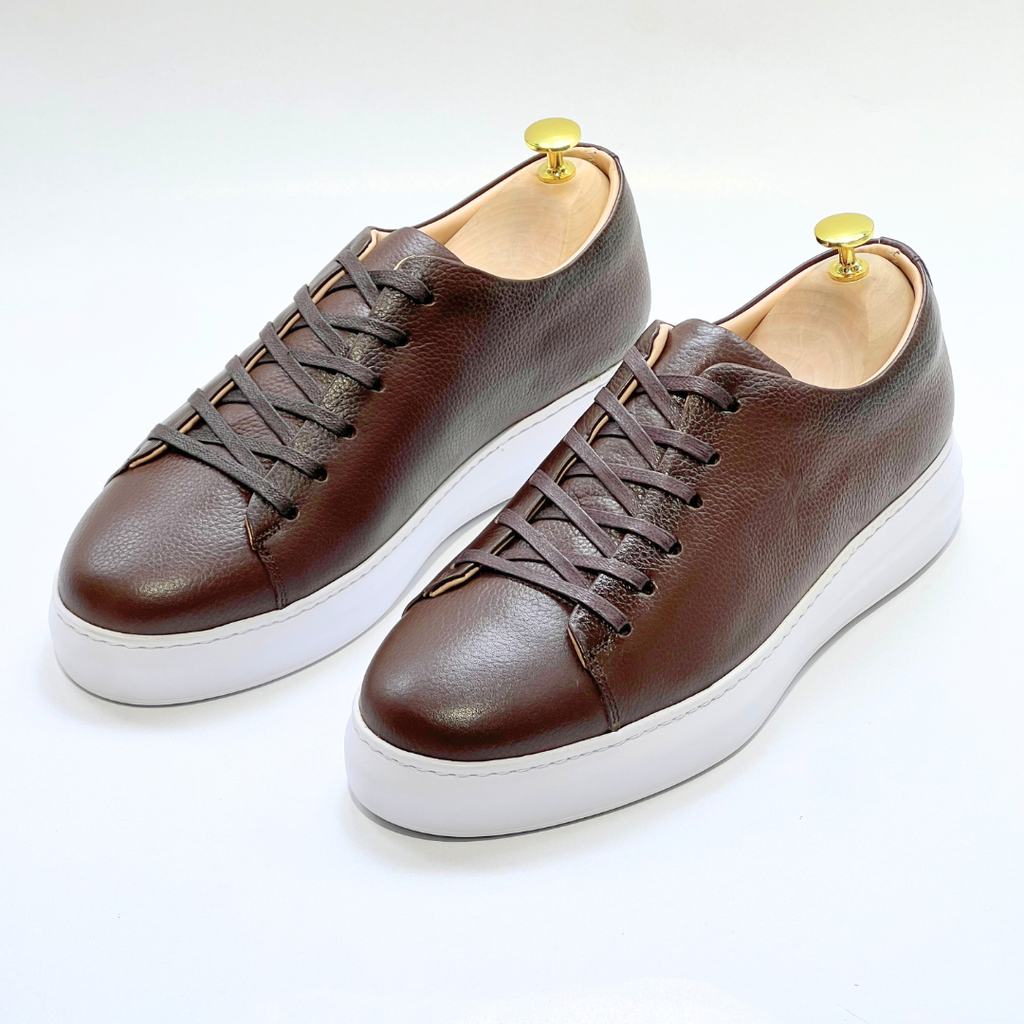 Baskets pour Homme 100% CUIR - ALONZO MARRON-B EVA REF AZ060