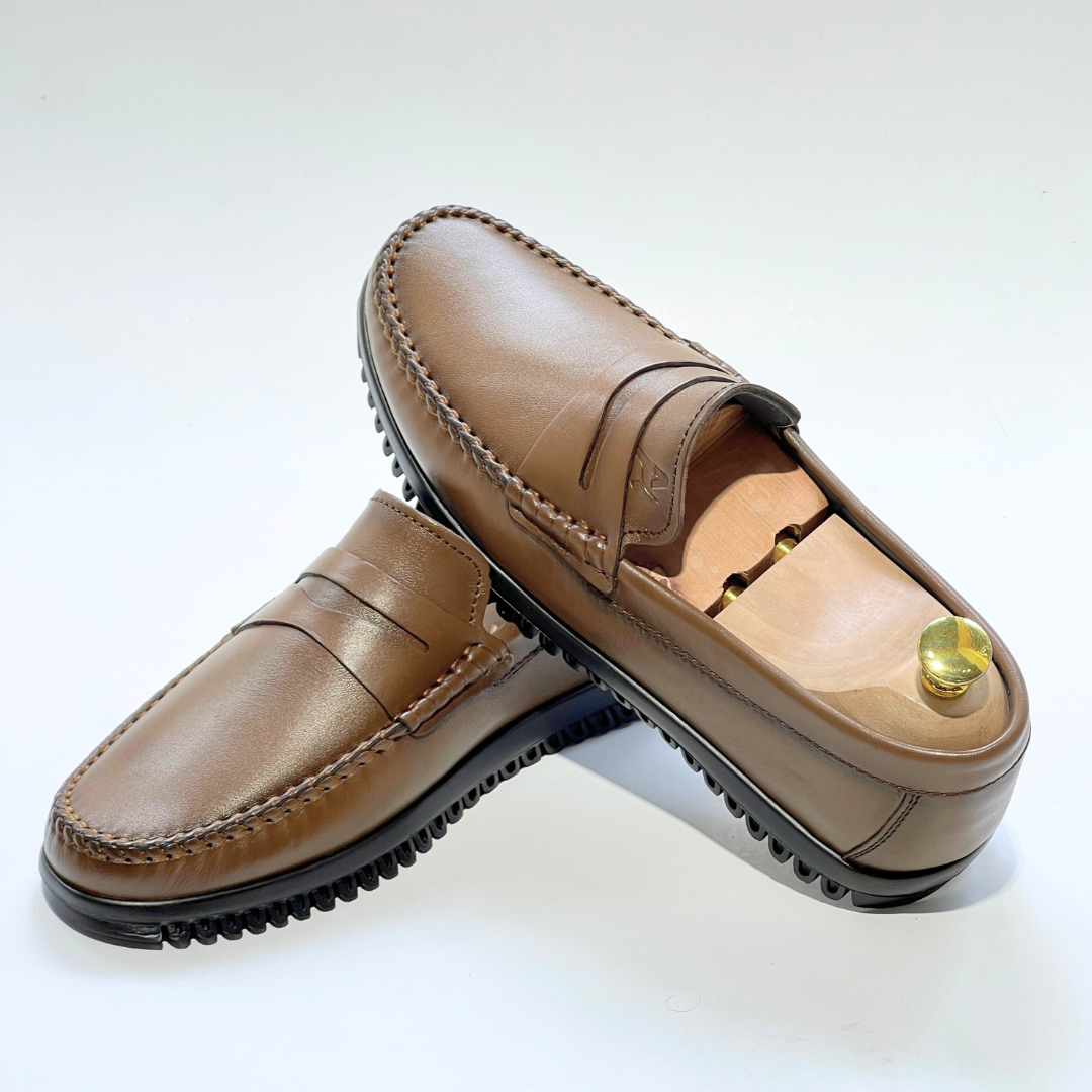 Denver: Mocassin Homme - cuir 100% TABAC REF AZ106