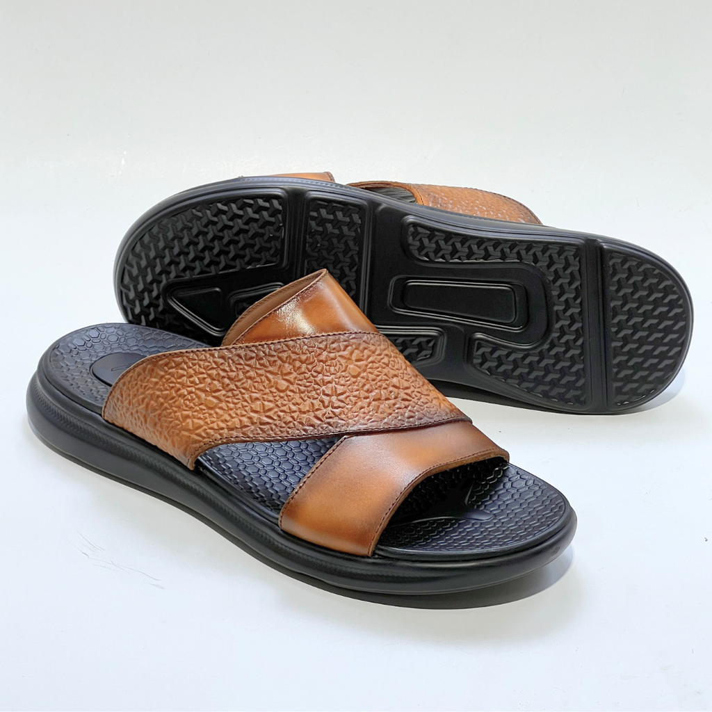 Sandales Hommes 100% Cuir Super Médical TABAC REF 214