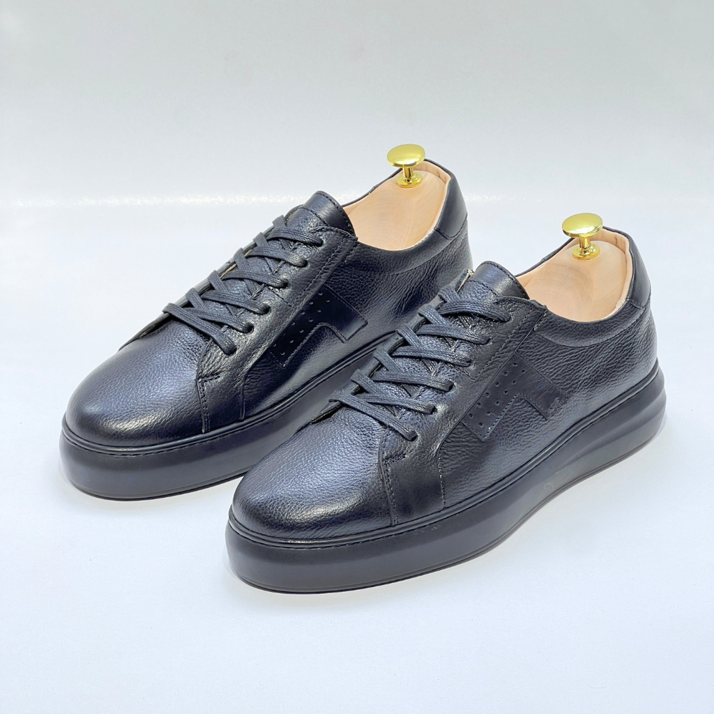 Baskets pour Homme 100% CUIR - ALONZO NOIR N REF AZ079