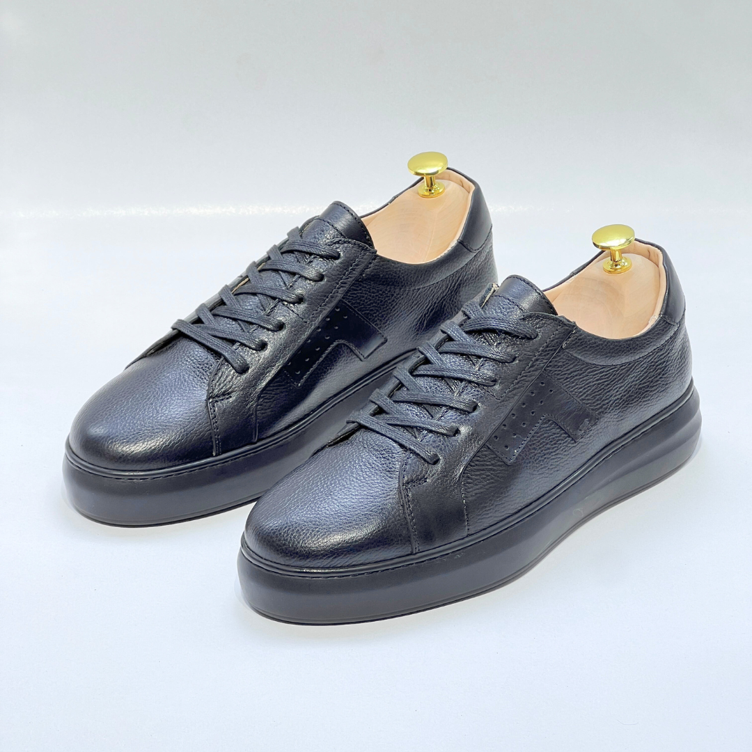 Baskets pour Homme 100% CUIR - ALONZO NOIR N REF AZ079