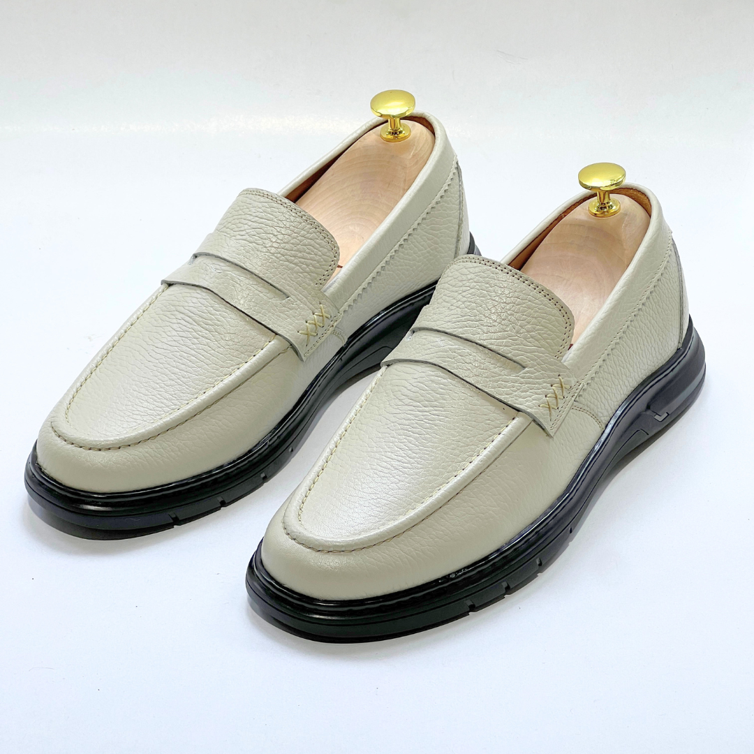 Mocassins Alonzo cuir 100% Grainé BEIGE REF AZ643