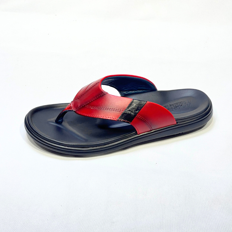 SANDAL HOMMES MEDICAL EVA 100% CUIR EN ROUGE REF 2117