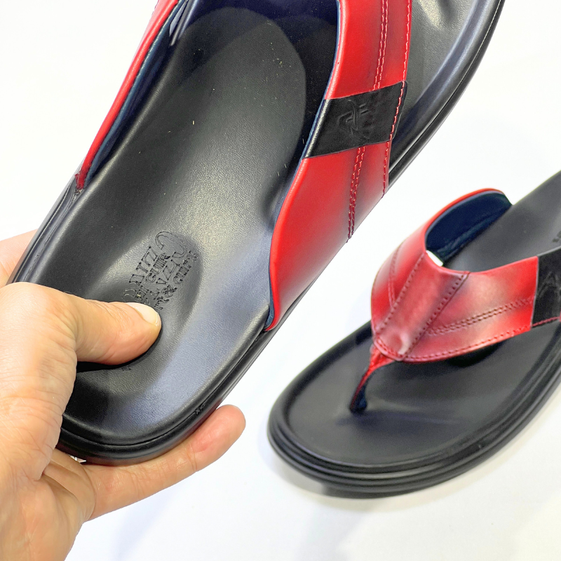 SANDAL HOMMES MEDICAL EVA 100% CUIR EN ROUGE REF 2117