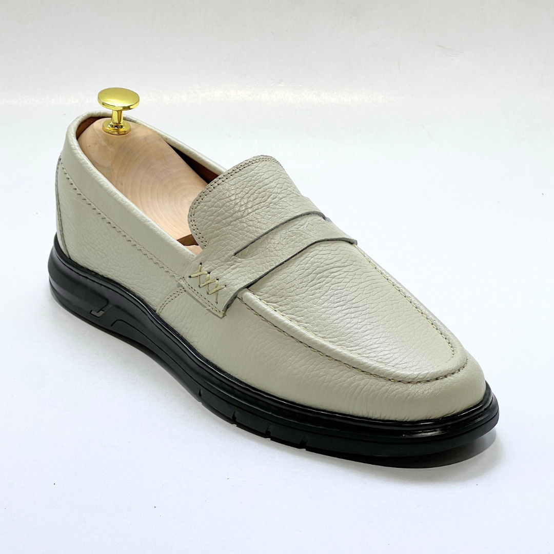 Mocassins Alonzo cuir 100% Grainé BEIGE REF AZ643