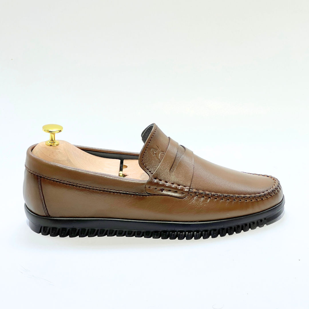 Denver: Mocassin Homme - cuir 100% TABAC REF AZ106