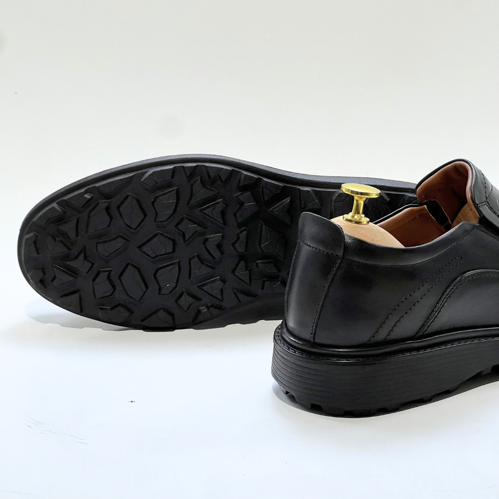 Tregan Chaussure Élégante Homme Médical 100% Cuir En Noir Ref 101
