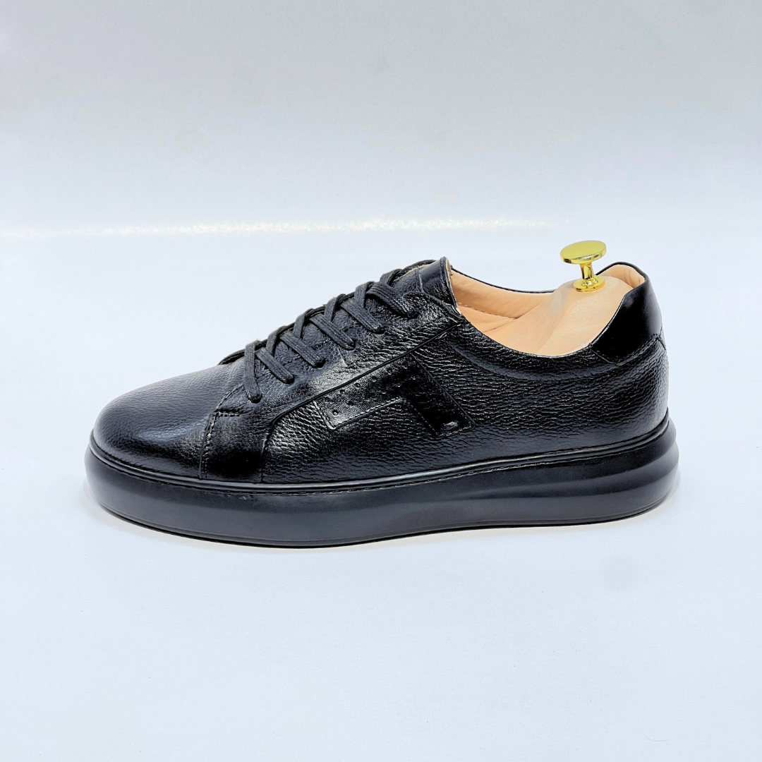 Baskets pour Homme 100% CUIR - ALONZO NOIR N REF AZ079