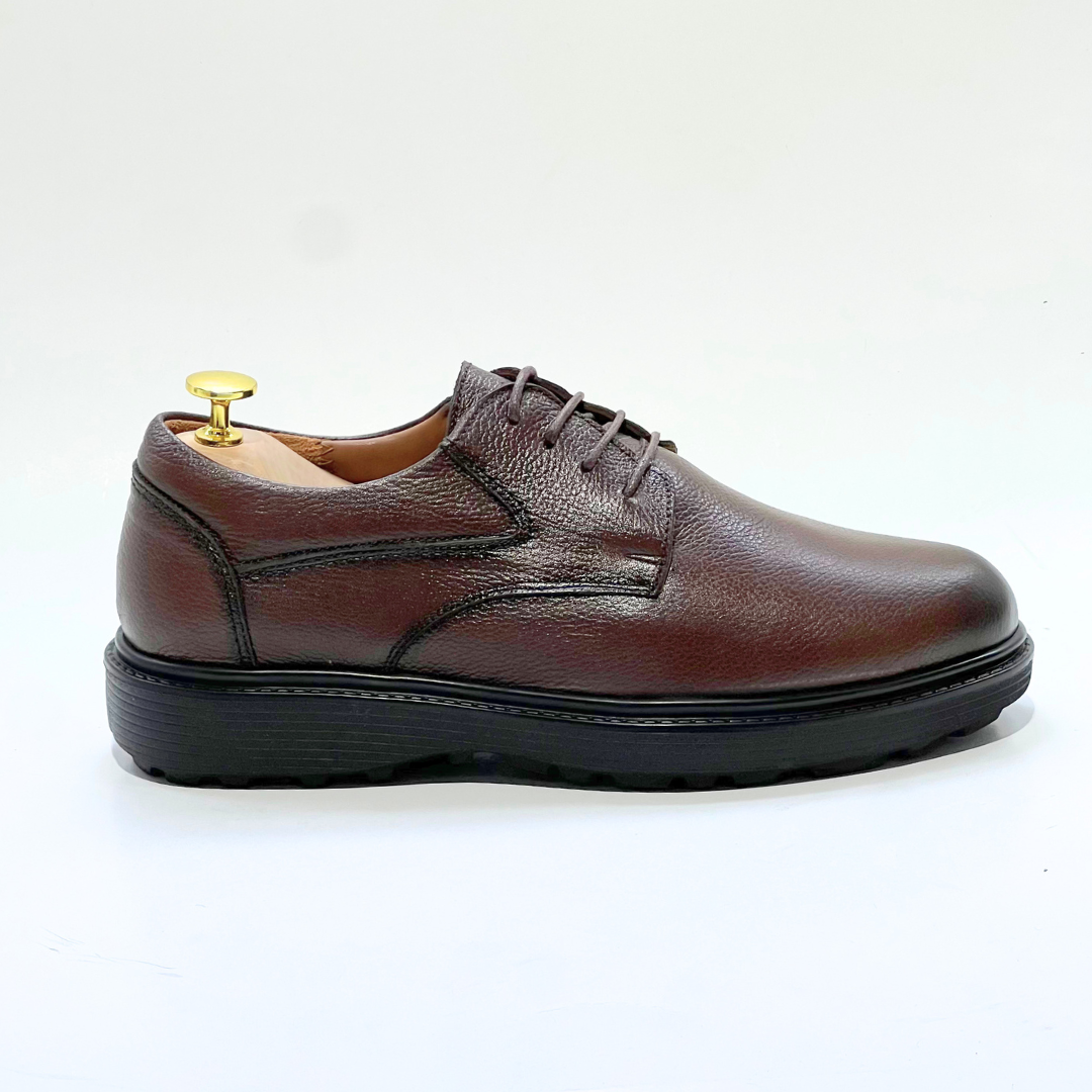 CHAUSSURE HOMME MEDICALE CONFORT CUIR 100% EN MARRON REF 010
