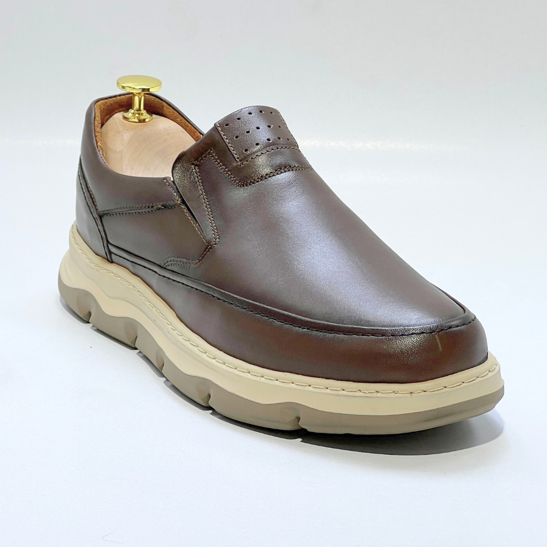 Chaussures Confortables pour Homme 100% Cuir Médical MARRON REF AZ1032