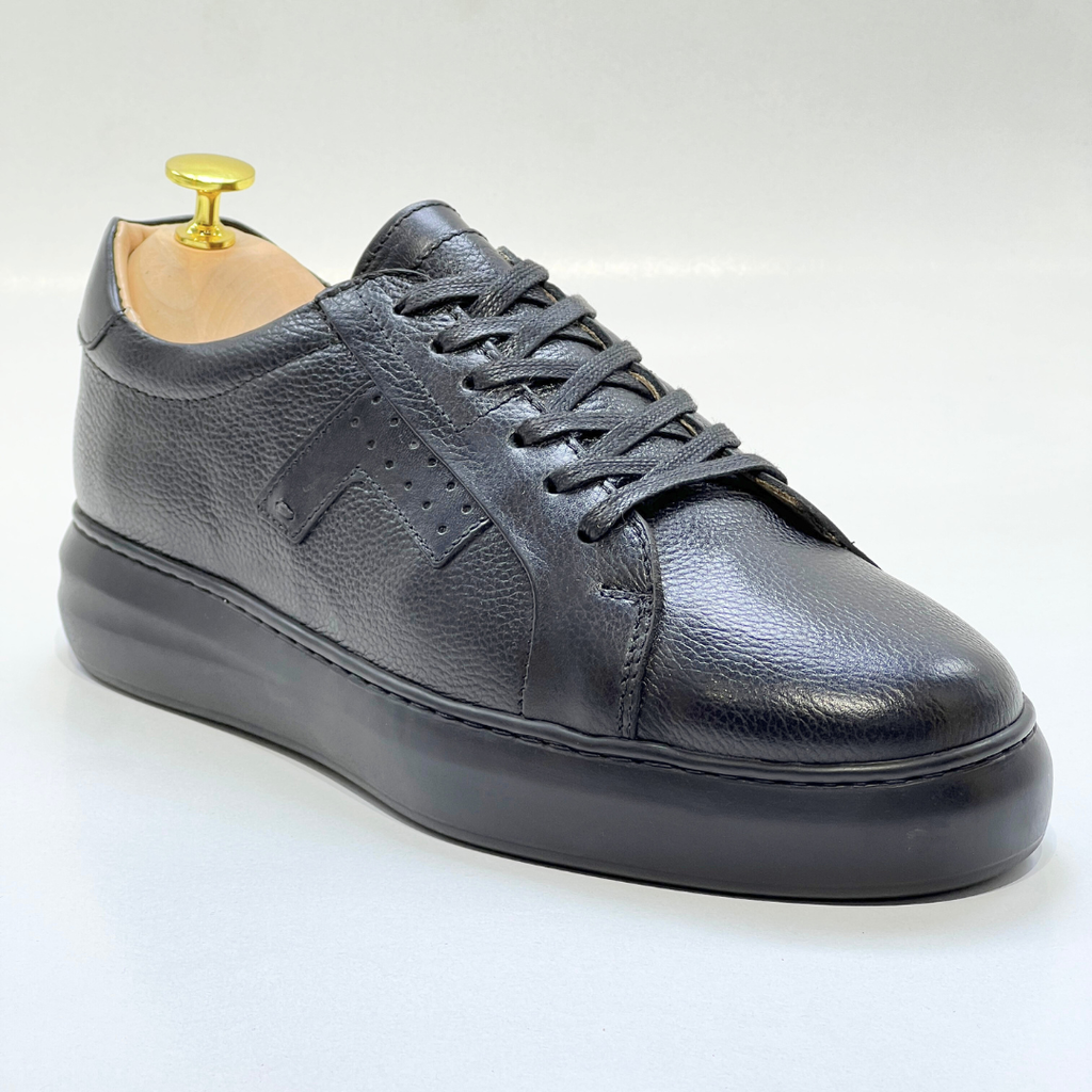 Baskets pour Homme 100% CUIR - ALONZO NOIR N REF AZ079