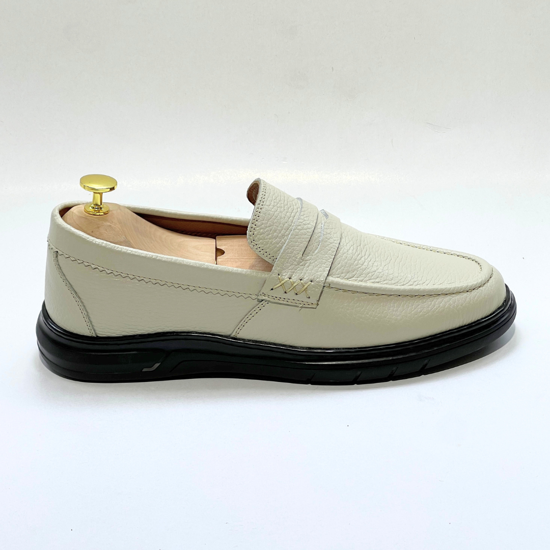 Mocassins Alonzo cuir 100% Grainé BEIGE REF AZ643