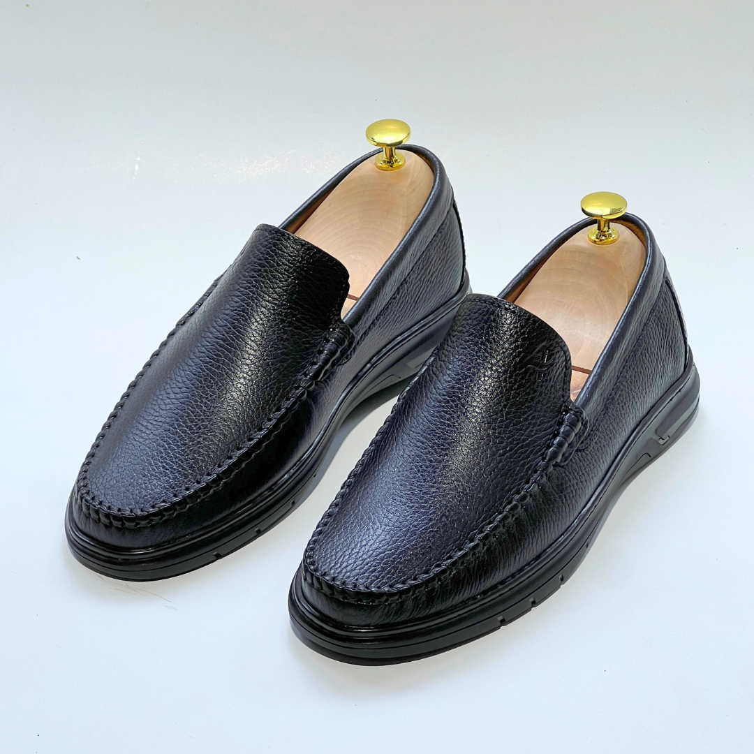 D'Urbano MOCASSIN EN CUIR Grainé 100% Médical - NOIR - REF 103