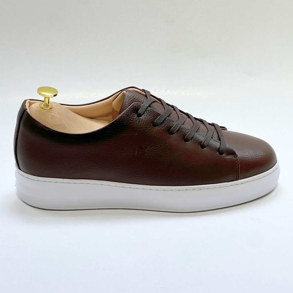 Baskets pour Homme 100% CUIR - ALONZO MARRON-B EVA REF AZ060