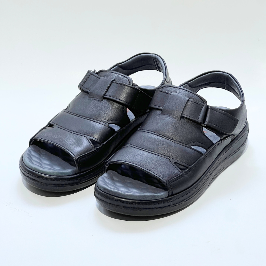 Generic Sandales Pour Hommes 100% Cuir Super Médical NOIR REF 046