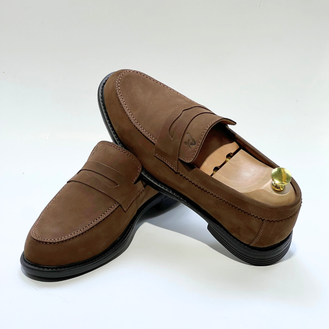 Mocassins Médicales Confortables Respirante 100% CUIR NUBUCK -MARRON- REF 332