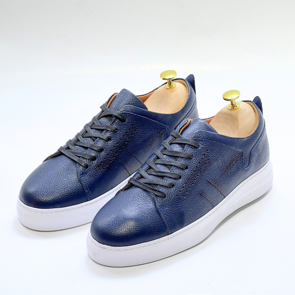Basket homme S-EVA B en cuir 100% Médical BLEU ref 059